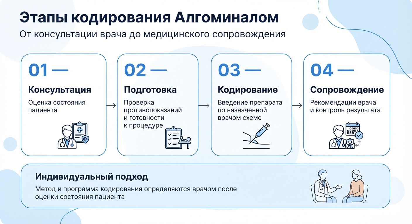 Кодирование препаратом «Алгоминал» в Тогучине инфографика